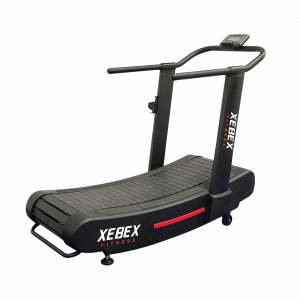 Cinta curva Xebex autopropulsada con control de resistencia para entrenamientos de alta intensidad y pantalla LCD.