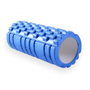 Roller de masaje hueco en eva azul para intensificar ejercicios y  recuperación muscular.