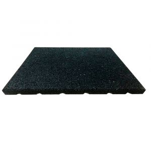 Loseta cuadrada suelo de caucho negro de 15 mm de espesor.