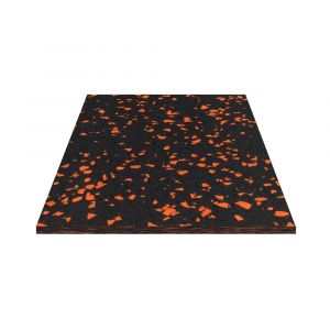 Loseta cuadrada suelo de caucho de 15 mm de espesor con moteado rojo.