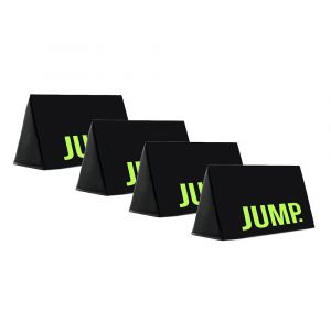 Juego de 4 vallas laterales antilesión en negro con letras fluorescentes para crear circuitos de entrenamiento y marcaje de zonas de ejercicios.