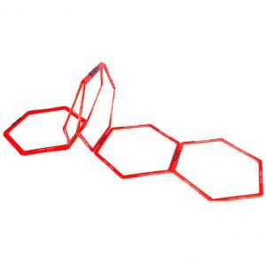Juego escalera hexagonal de 5 hexágonos en acrílico rojo.