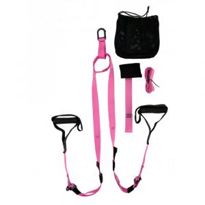 Kit para entrenamiento en suspensión o trx en rosa y negro.