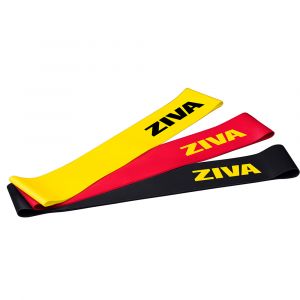 Set de tres mini bandas elásticas en amarillo, rojo y negro de ZIVA Classic.