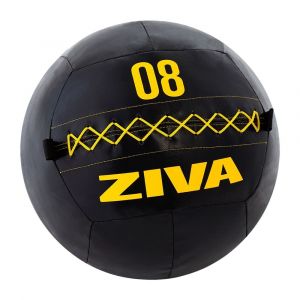 Wall ball ZIVA Performance de 35 cm de diámetro realizado en PVC, con relleno de arena protegido de espuma de alta densidad y doble cubierta.