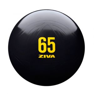 Fitball 65 cm en color negro con detalles amarillos de ZIVA Essential.