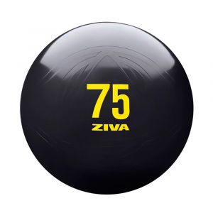 Fitball 75 cm en color negro con detalles amarillos de ZIVA Essential.